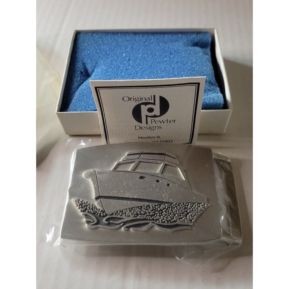Boat Pewter 1980s Vintage Belt Buckle